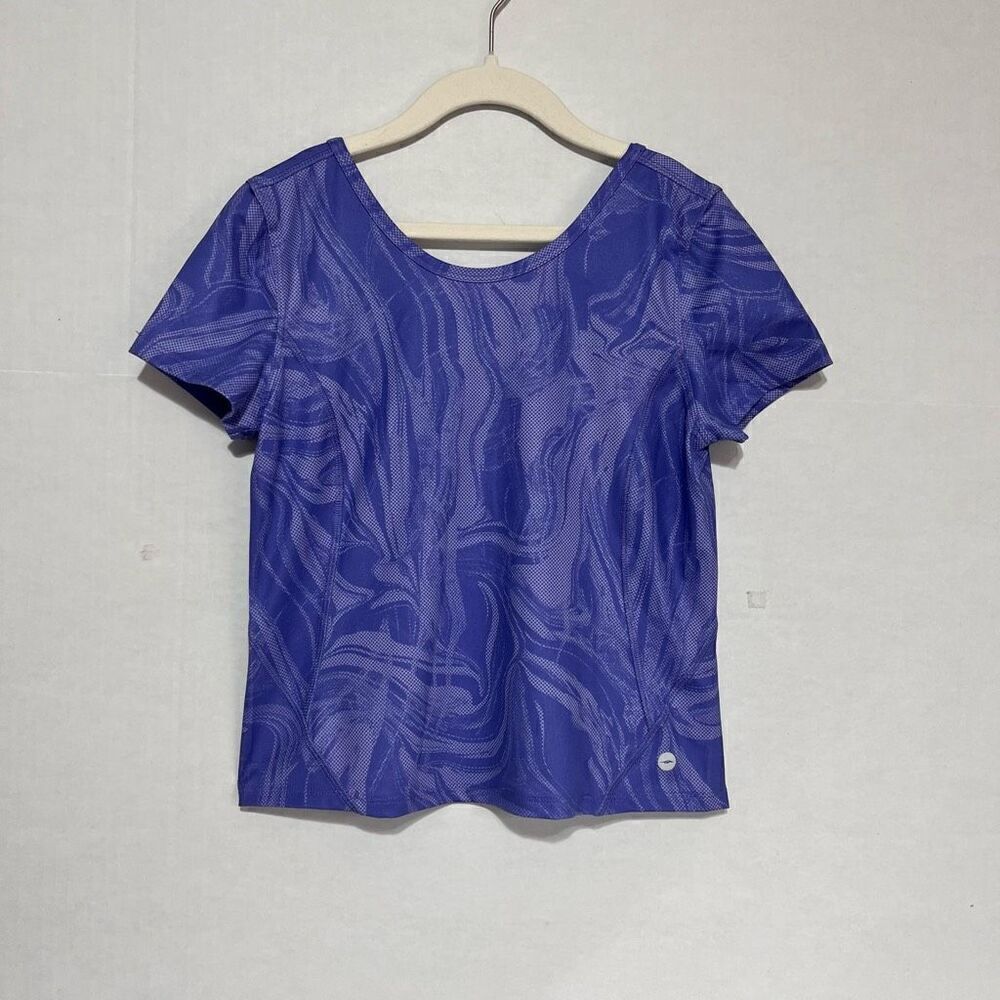 Avia Girls Stretch Ballerina Top Purple Short Sleeve Sz L 10-12
